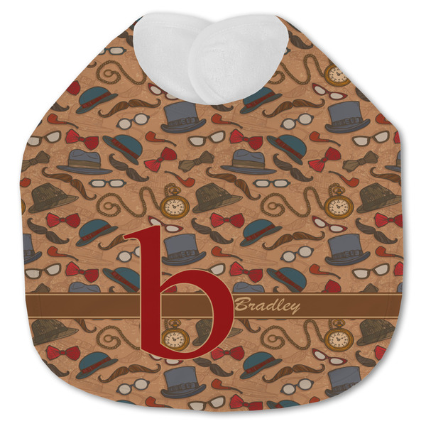Custom Vintage Hipster Jersey Knit Baby Bib w/ Name and Initial