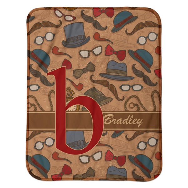 Vintage Hipster Baby Sherpa Blanket - Flat