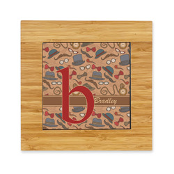 Vintage Hipster Bamboo Trivet with Ceramic Tile Insert (Personalized)