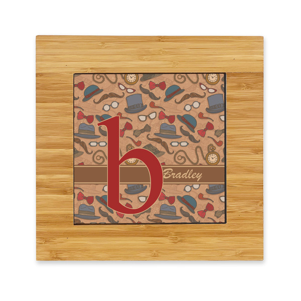 Custom Vintage Hipster Bamboo Trivet with Ceramic Tile Insert (Personalized)