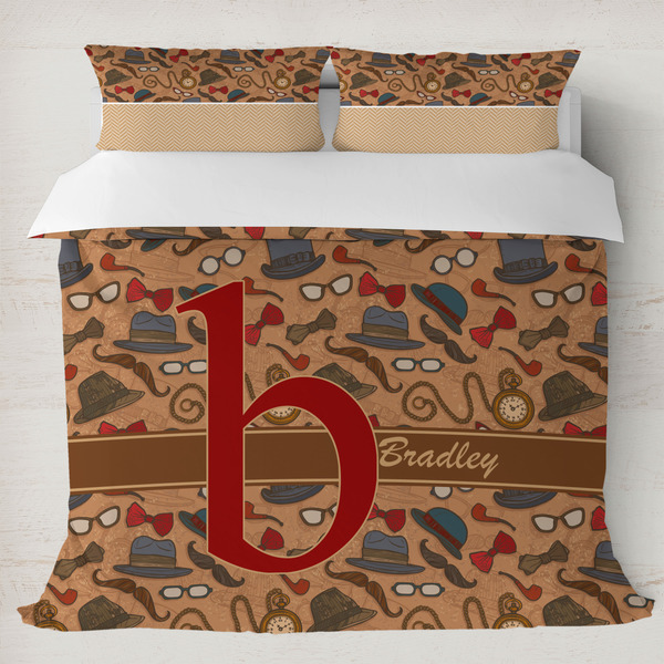 Custom Vintage Hipster Duvet Cover Set - King (Personalized)