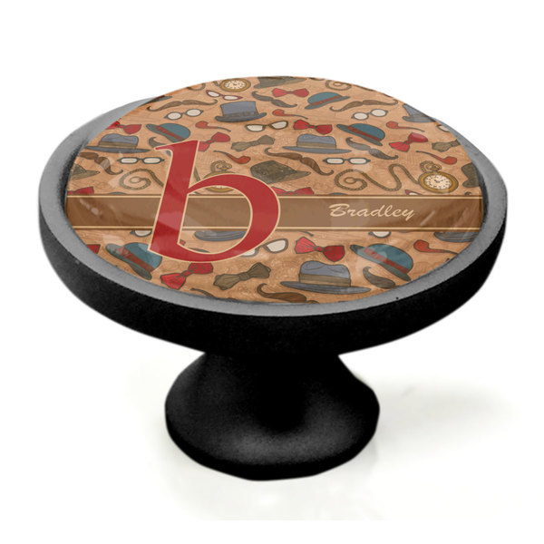 Vintage Hipster Black Custom Cabinet Knob (Side)