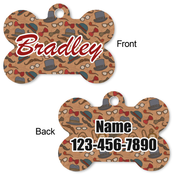 Vintage Hipster Bone Shaped Dog Tag - Front & Back