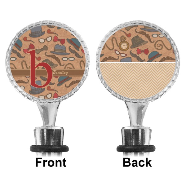 Vintage Hipster Bottle Stopper - Front and Back