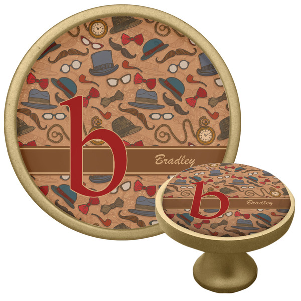 Custom Vintage Hipster Cabinet Knob - Gold (Personalized)