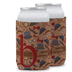 Vintage Hipster Can Cooler (12 oz) w/ Name and Initial
