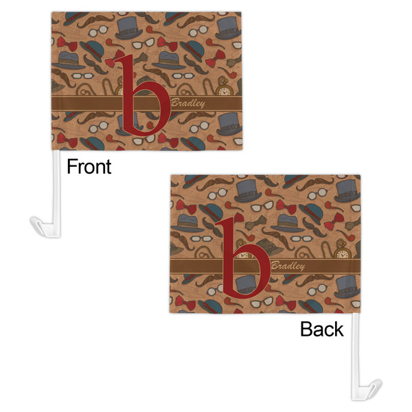 Vintage Hipster Car Flag - 11" x 8" - Front & Back View