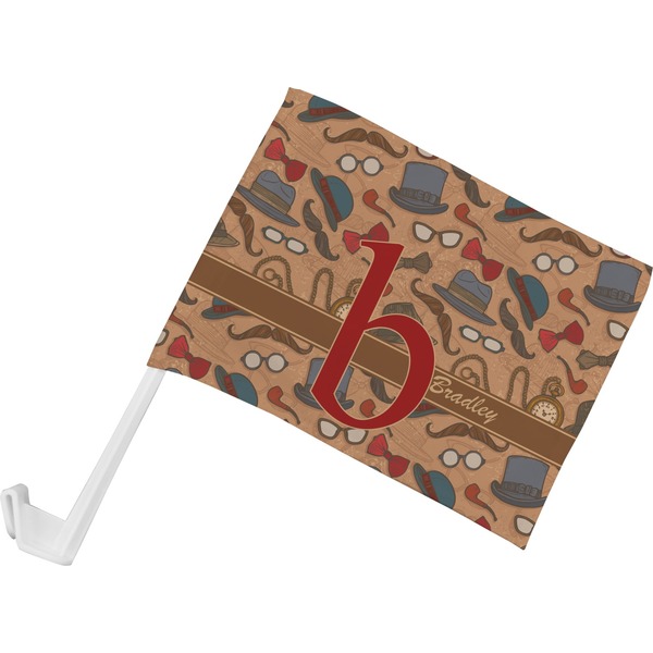 Custom Vintage Hipster Car Flag - Small w/ Name and Initial