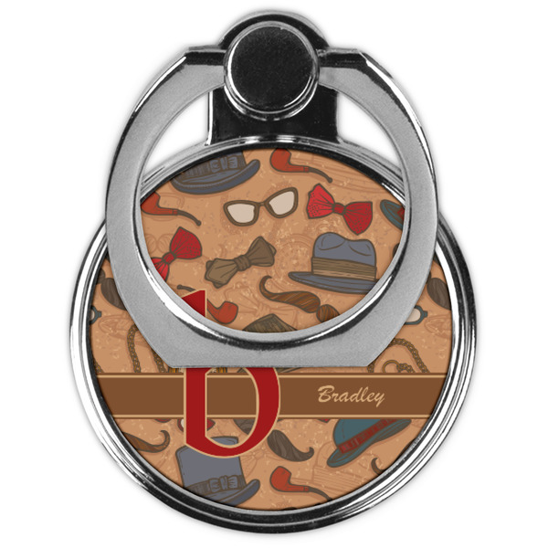 Vintage Hipster Cell Phone Ring Stand & Holder - Front (Collapsed)