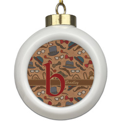 Vintage Hipster Ceramic Ball Ornament (Personalized)