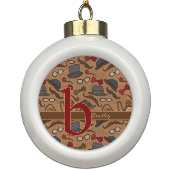 Custom Vintage Hipster Ceramic Ball Ornament (Personalized)