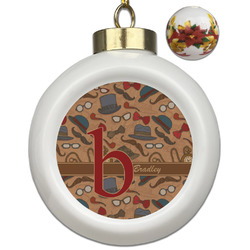 Vintage Hipster Ceramic Ball Ornaments - Poinsettia Garland (Personalized)