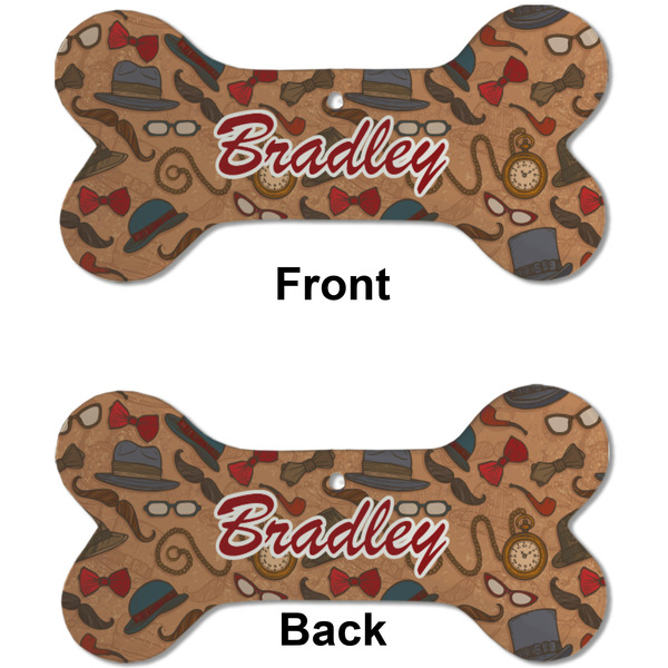 Vintage Hipster Ceramic Flat Ornament - Bone Front & Back (APPROVAL)