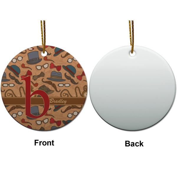 Vintage Hipster Ceramic Flat Ornament - Circle Front & Back (APPROVAL)