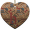 Vintage Hipster Ceramic Flat Ornament - Heart (Front)