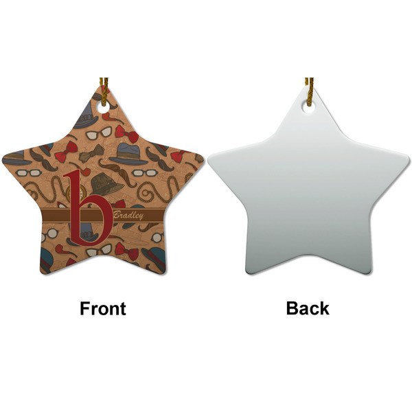 Vintage Hipster Ceramic Flat Ornament - Star Front & Back (APPROVAL)