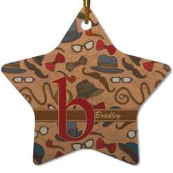 Vintage Hipster Star Ceramic Ornament w/ Name and Initial