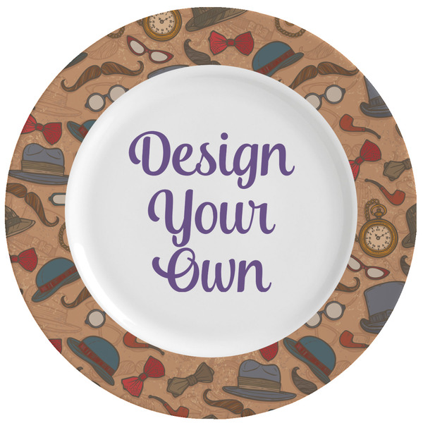 Custom Vintage Hipster Ceramic Dinner Plates (Set of 4) (Personalized)