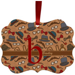 Vintage Hipster Metal Frame Ornament - Double Sided w/ Name and Initial