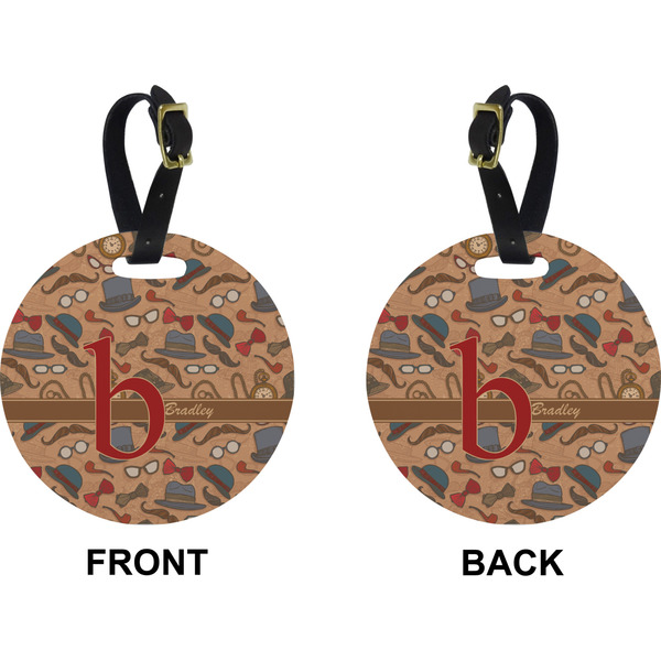 Vintage Hipster Circle Luggage Tag (Front + Back)