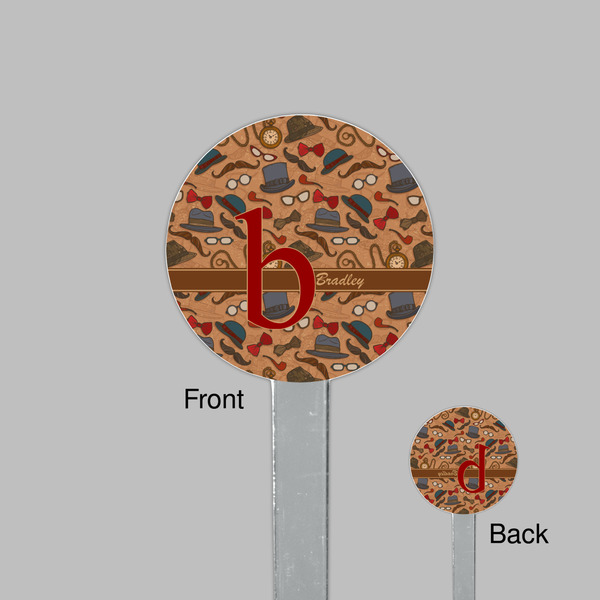 Vintage Hipster Clear Plastic 7" Stir Stick - Round - Front & Back