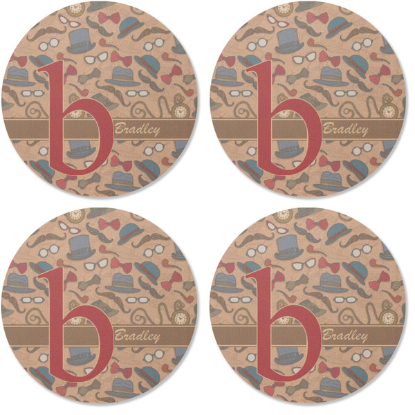 Vintage Hipster Coaster Round Rubber Back - Apvl