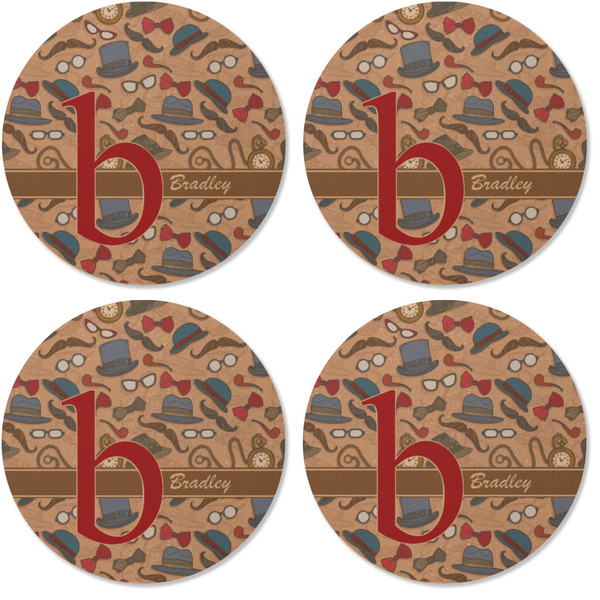 Vintage Hipster Coaster Round Rubber Back - Apvl
