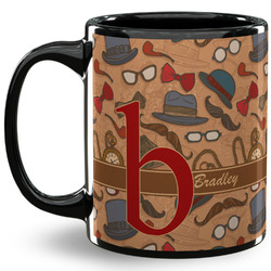 Vintage Hipster 11 Oz Coffee Mug - Black (Personalized)