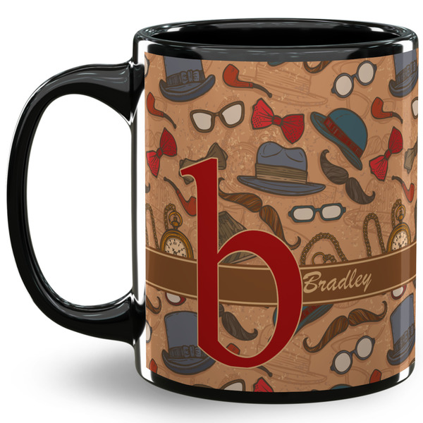 Custom Vintage Hipster 11 Oz Coffee Mug - Black (Personalized)