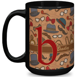 Vintage Hipster 15 Oz Coffee Mug - Black (Personalized)