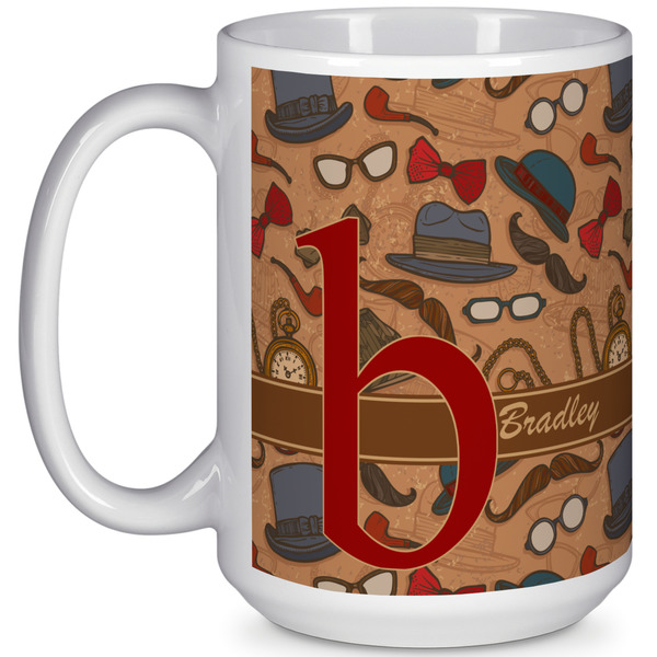 Custom Vintage Hipster 15 Oz Coffee Mug - White (Personalized)