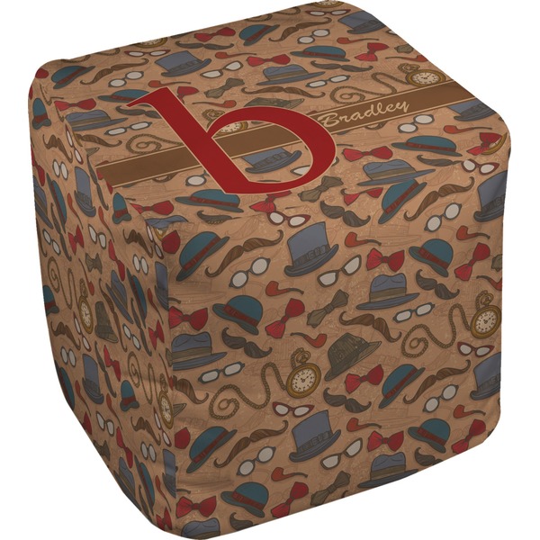 Custom Vintage Hipster Cube Pouf Ottoman (Personalized)