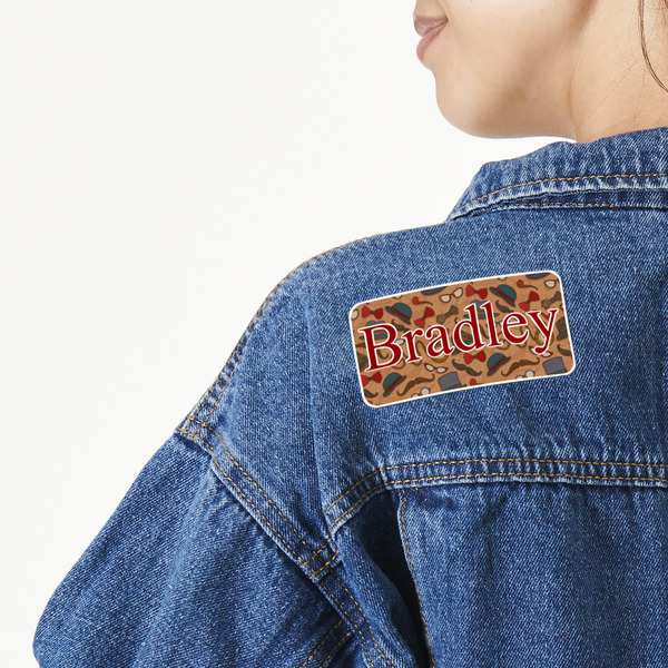 Custom Vintage Hipster Twill Iron On Patch - Custom Shape (Personalized)