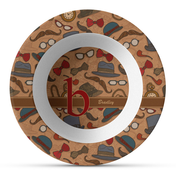 Custom Vintage Hipster Plastic Bowl - Microwave Safe - Composite Polymer (Personalized)