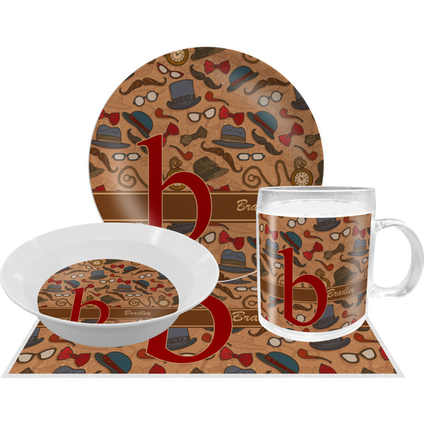Vintage Hipster Dinner Set - 4 Pc (Personalized)