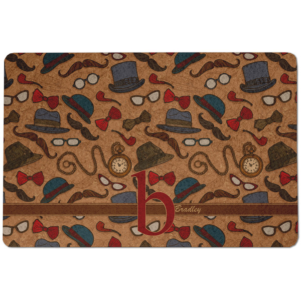 Custom Vintage Hipster Dog Food Mat w/ Name and Initial