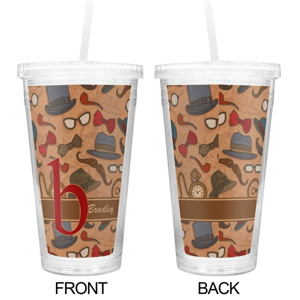 Vintage Hipster Double Wall Tumbler with Straw - Approval