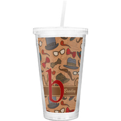 Vintage Hipster Double Wall Tumbler with Straw (Personalized)