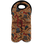 Vintage Hipster Wine Tote Bag (2 Bottles) (Personalized)