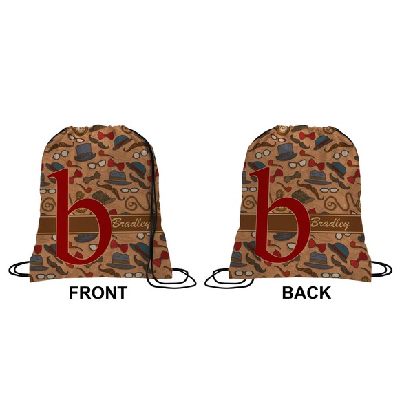 Vintage Hipster Drawstring Backpack Front & Back Medium