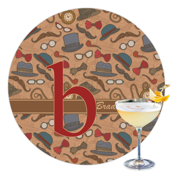 Custom Vintage Hipster Printed Drink Topper - 3.5" (Personalized)