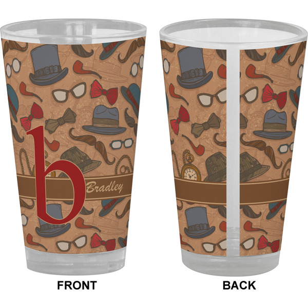 Vintage Hipster Pint Glass - Full Color - Front & Back Views