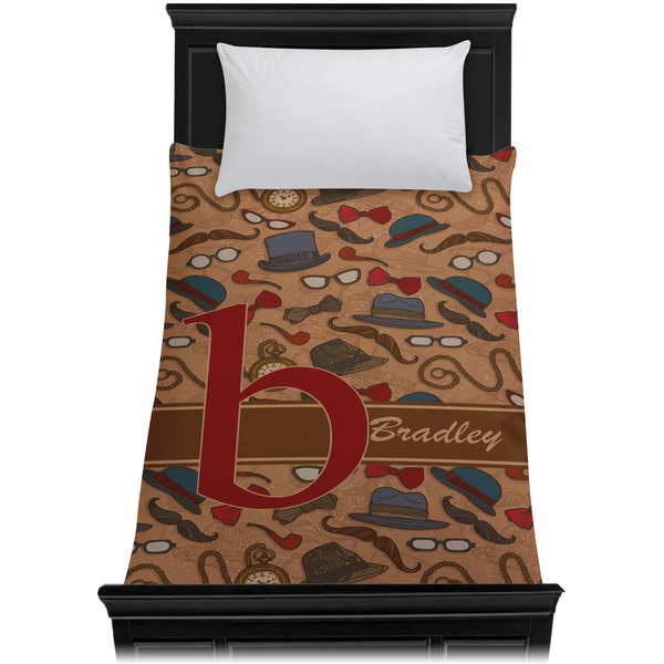 Vintage Hipster Duvet Cover - Twin - On Bed - No Prop