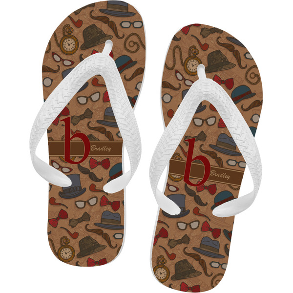 Custom Vintage Hipster Flip Flops - XSmall (Personalized)