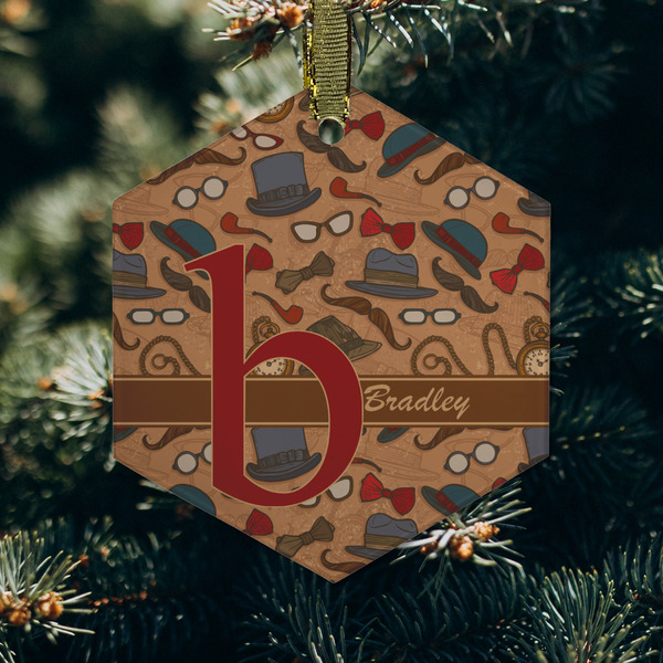 Vintage Hipster Frosted Glass Ornament - Hexagon (Lifestyle)