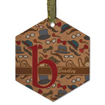 Vintage Hipster Flat Glass Ornament - Hexagon w/ Name and Initial