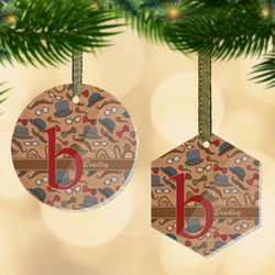 Vintage Hipster Flat Glass Ornament w/ Name and Initial