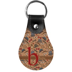 Vintage Hipster Genuine Leather Keychain (Personalized)