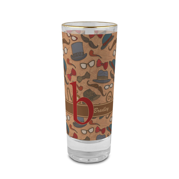 Custom Vintage Hipster 2 oz Shot Glass -  Glass with Gold Rim - Set of 4 (Personalized)