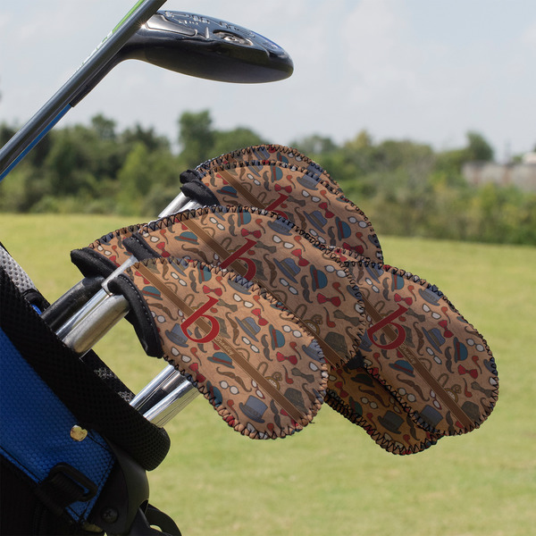 Custom Vintage Hipster Golf Club Iron Cover - Set of 9 (Personalized)